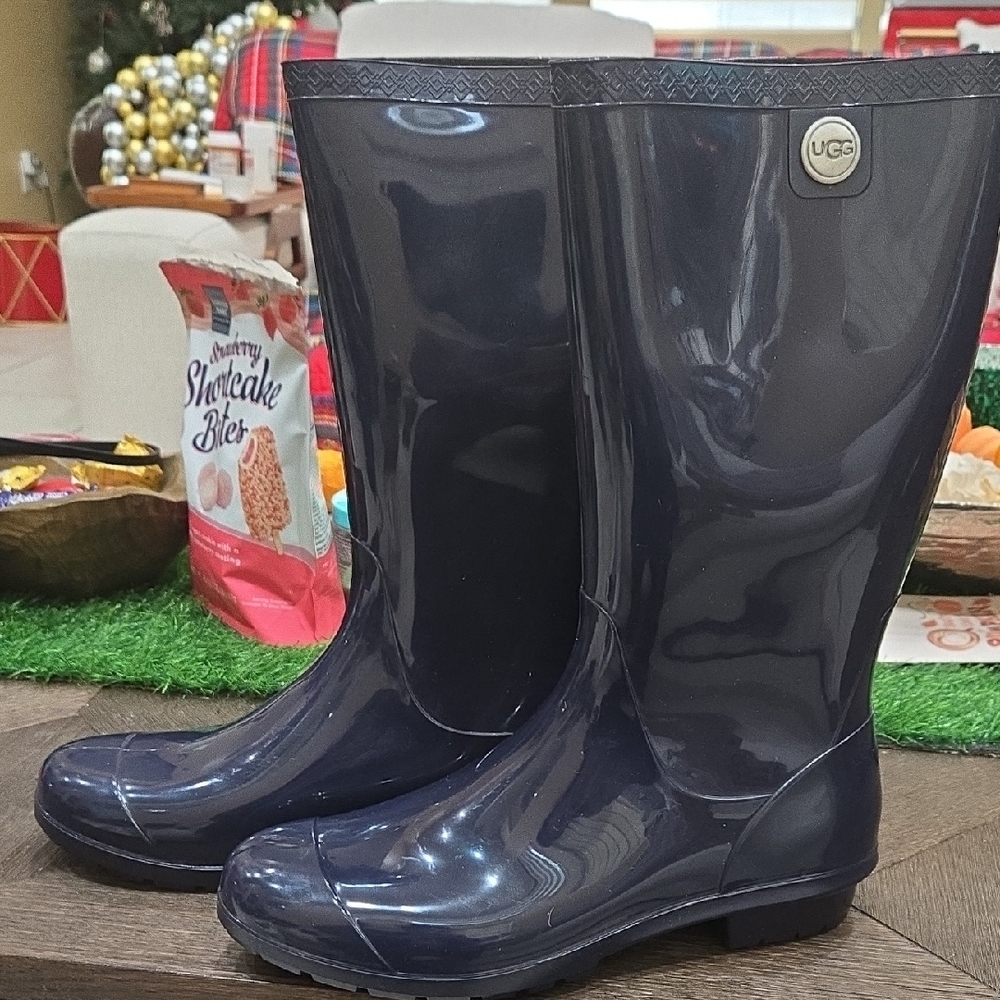 UGG Dark Blue Glossy Rain Boots